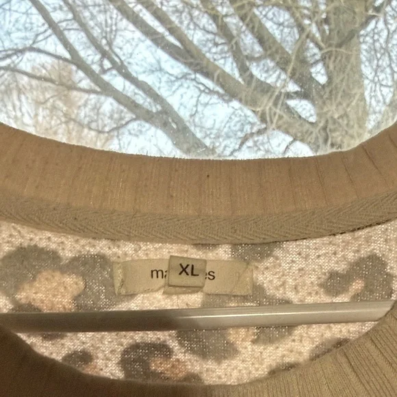 Maurices Taupe and Brown Leopard Crewneck Sweater - Picture 2 of 4
